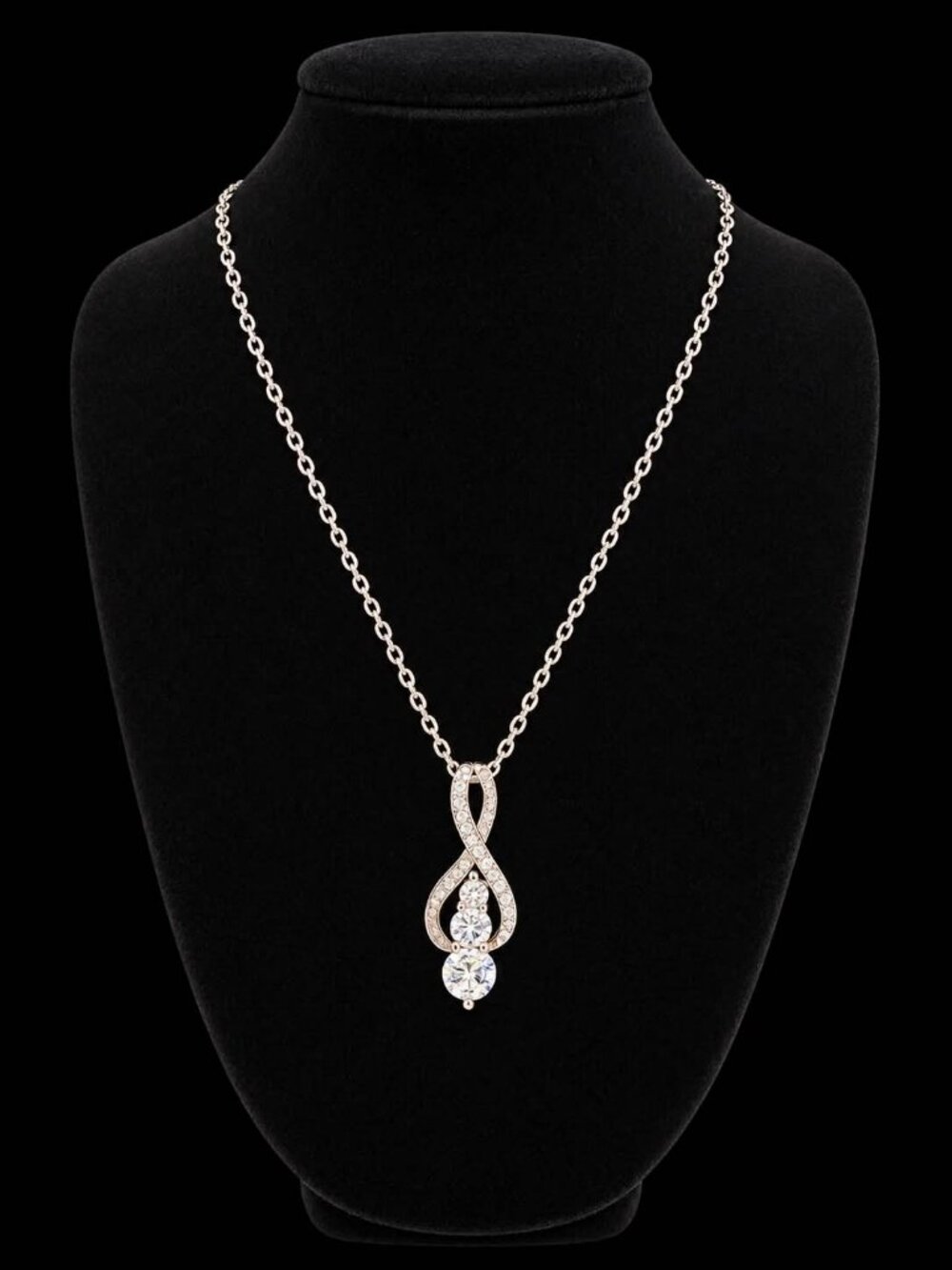Silver Infinity Crystal Pendant Necklace